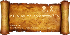 Mikolovits Kapisztrán névjegykártya